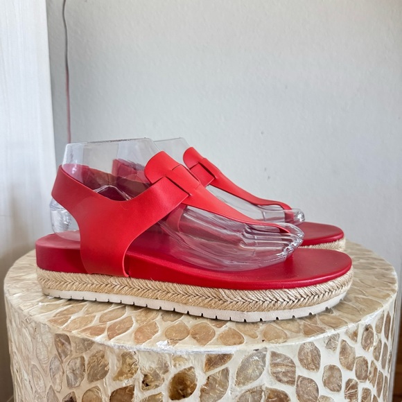 Vince Shoes - Vince Red Flint Platform Thong Espadrille Leather
 Sandals size 9M